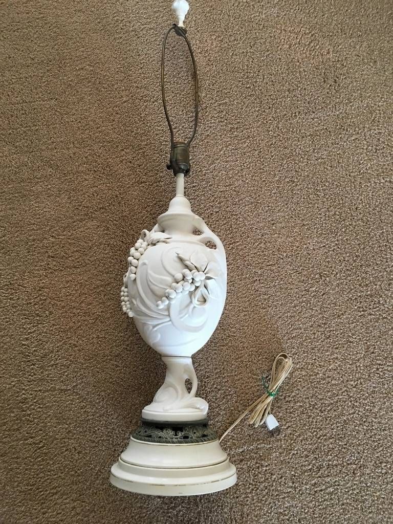 Antique White Bisque Lamp With Grape Motiff Identification Antiques Board