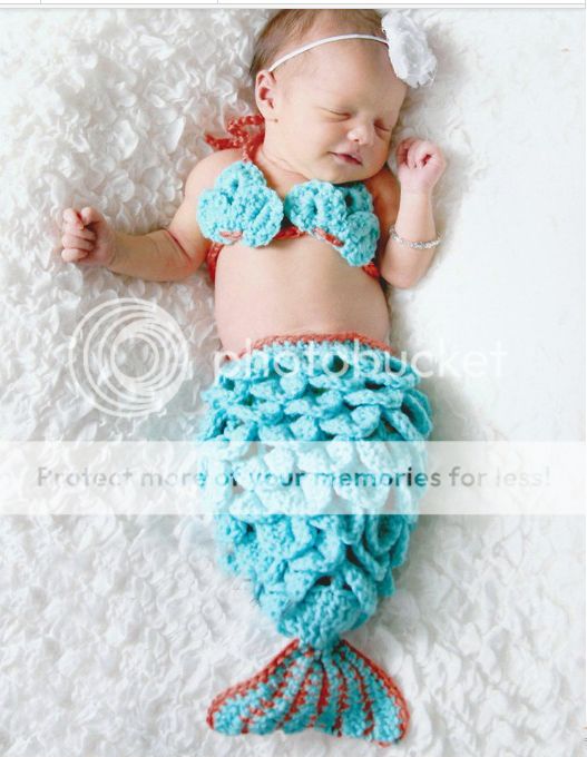 Baby Girl Toddler Infant Mermaid Knitted Costume Set Photo Photography Prop L14