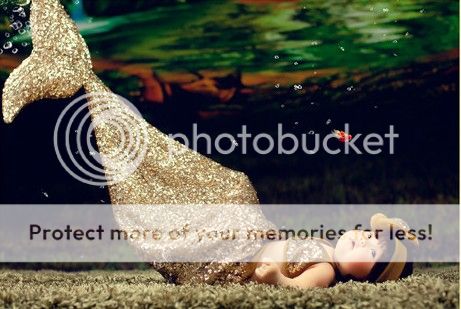 Hot Baby Toddler Infant Gold Mermaid Costume 3pcs Set Photo Photography Prop L81