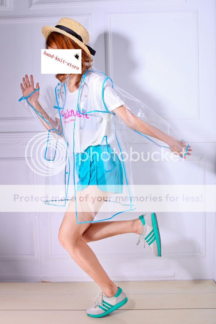 Hot Transparent Runway Style PVC Clear Women Mens Girls Boys Fashion Rain Coat