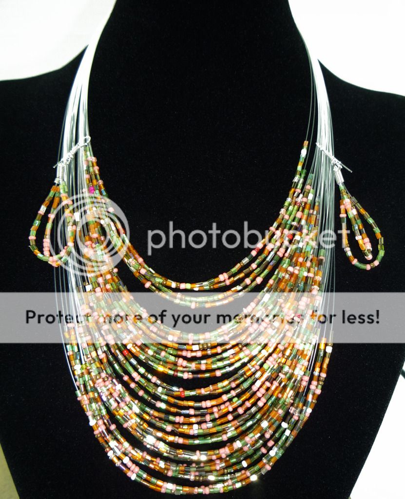 Fashion Beautiful Multi Color Acrylic Beads Layered Big Necklace Earrings