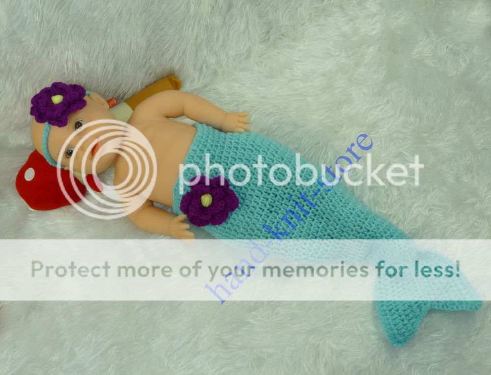Baby Girl Toddler Infant Mermaid Knitted Costume Set Photo Photography Prop L16