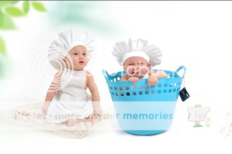 Cute Baby Infant Cook Costume Photo Photography Prop Newborn Hat Aprons White