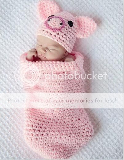 Cute Baby Infant Knitted Pig Piggy Costume Photo Photography Prop Newborn L45
